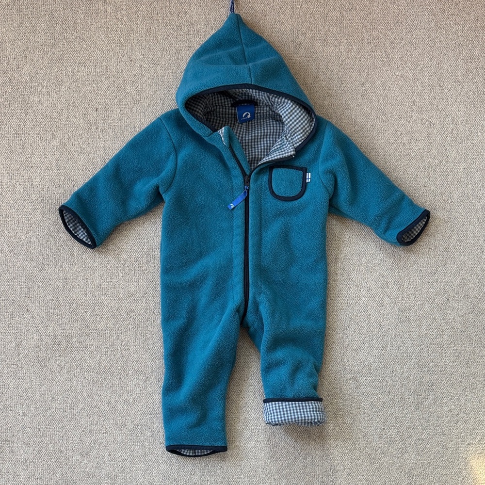 Cozy Teal Hooded Kids Footie